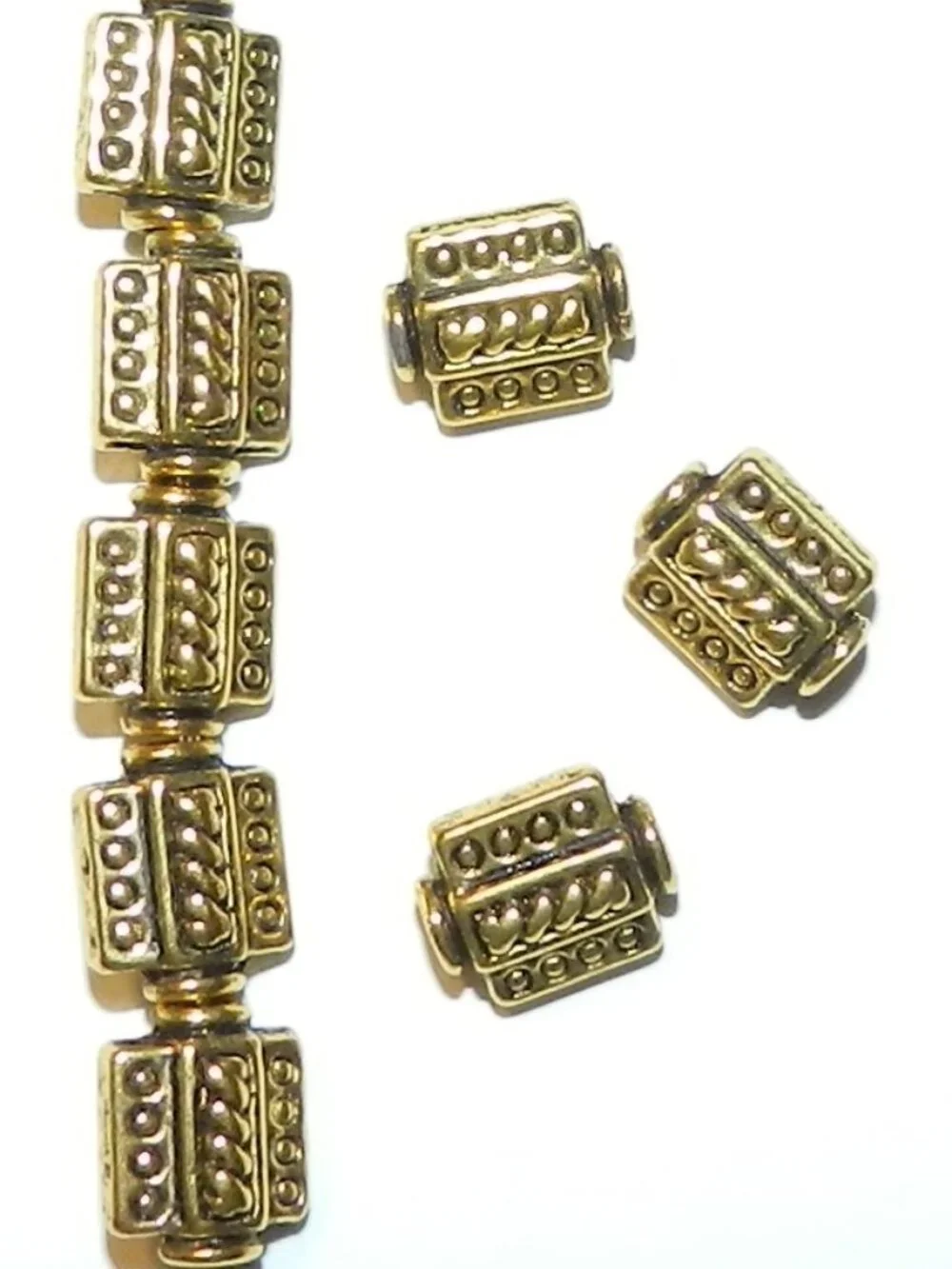 Antiqued Gold 9mm Flat Rectangle Metal Alloy Beads 25pc MB539